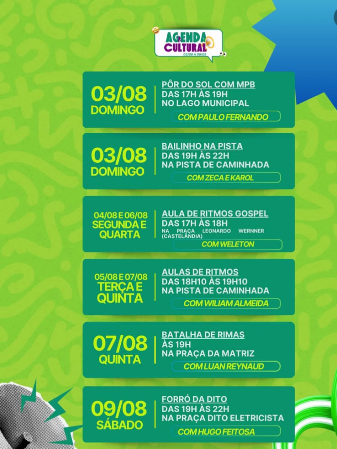 Cultura em movimento: Primavera do Leste recebe programação especial com shows, dança e arte ao ar livre